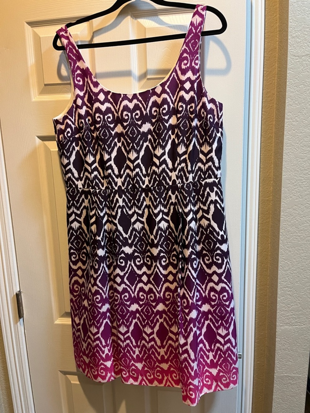 Ann Taylor Purple and White Printed Sleeveless Dress